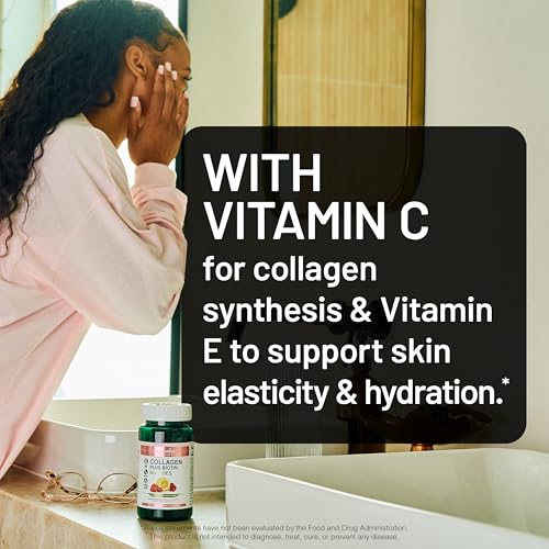 NatureWise Collagen Gummies - Hydrolyzed Collagen Gummies - Type 1 & 3 Peptides for Women + Biotin, Vitamin C, E, & Zinc for Hair Skin and Nails Support - 60 Count[1-Month Supply] - image 8