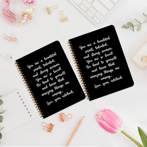 Image of 2pcs Inspirational Journal for Women, Appreciation Gifts College Ruled Spiral Notebook, Motivational Notebook 160 Pages Hardcover Notebooks Journals for Writing Travel Business Office
