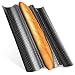 Produktbild Feelino Backformen, Baguette Backform aus Carbonstahl, Spülmaschinenfestes 3er Baguette-Backblech, Baguetteblech mit 3 Mulden, Brötchen Backform Gelocht, Brot Backen Zubehör, Antihaft Metall-Backform