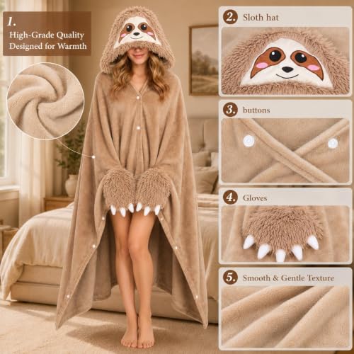 Image of Halloween Animal Hooded Blanket Cape Plush Costume Inspired Wearable