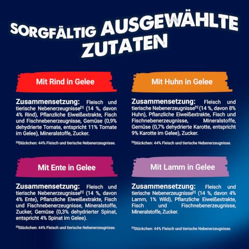 FELIX Sensations Gelees Nassfutter für Katzen Geschmacksvielfalt vom Land 12 Beutel