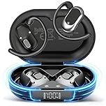 Open Ear Headphones, Hi-Fi Stereo Running Earphones with Adjustable Ear Hooks, IPX7 Waterproof Bone Conduction Earbuds With ENC Mics, Ultra-Comfort, LED Lights, 36H Playtime Sports Headphones for Gym