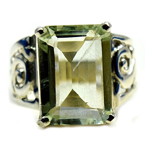 Argent 925 bague émeraude naturelle anti-allergie améthyste verte pour homme et femme