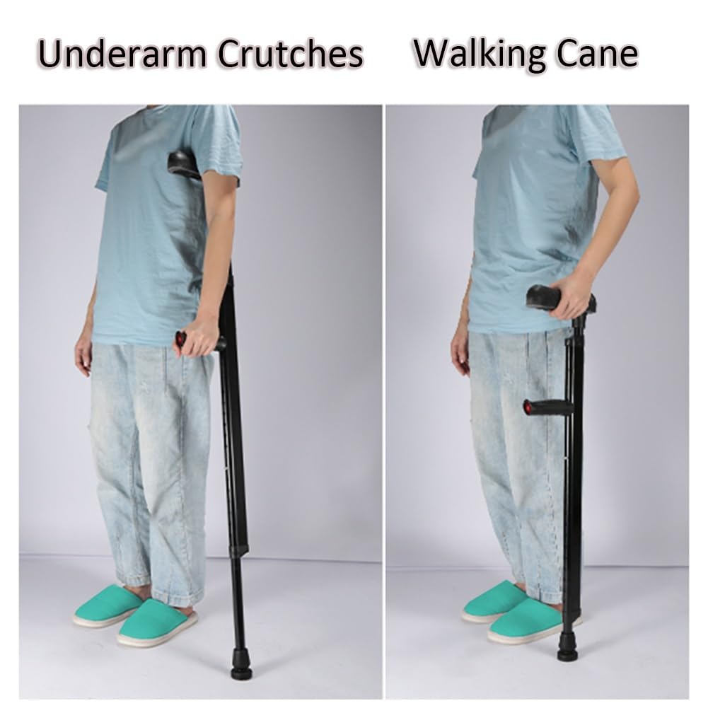 Muletas for axilas for adultos, muletas for codo, muletas ajustables for caminar(1pc Black)