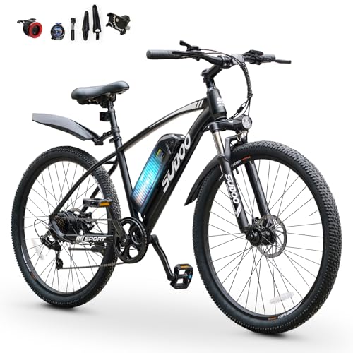 SUDOO Electric Bike for Adults 27.5 250W Electric Bicycle Electric Mountain Bike with 36V 7.8Ah Removable Battery Ebike with 7 Speed LCD Display/Anti-Theft Lock/Phone Holder for Commute Off Road