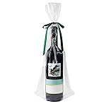 Morepack Clear Wine Bottle Gift Bags 100Pcs 8x16+4 Flat Bottom Cellophane Bags (No Side Gusset)
