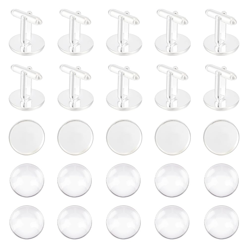 UNICRAFTALECuff Button Cufflink Finding Cabochon Cufflink Settings Square Cuff Button Tray Bezel Cufflink Blanks Setting for Apparel Accessories Clothes Buttons Making