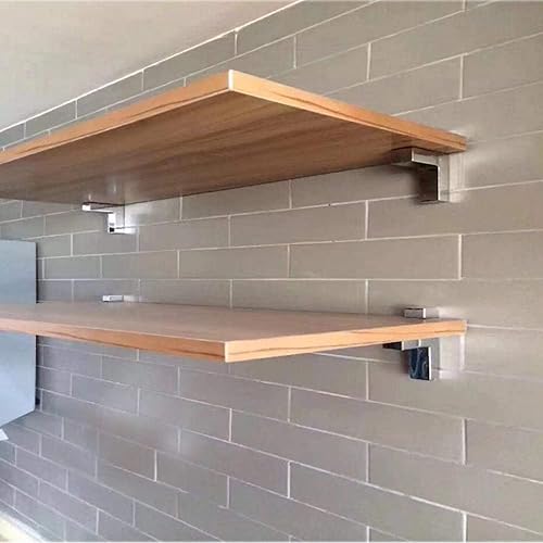 Miniatura 5 de 4 soportes de estante flotantes ajustables de maderavidrio para montaje en pared (cromo pulido)