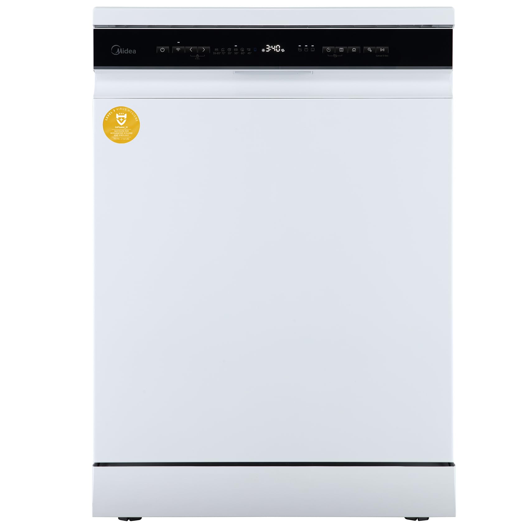 Midea Spülmaschine Freistehend, Besteckkorb, höhenverstellbarer Oberkorb, Aqua-Stopp, Startzeitvorwahl [Energieklasse C]