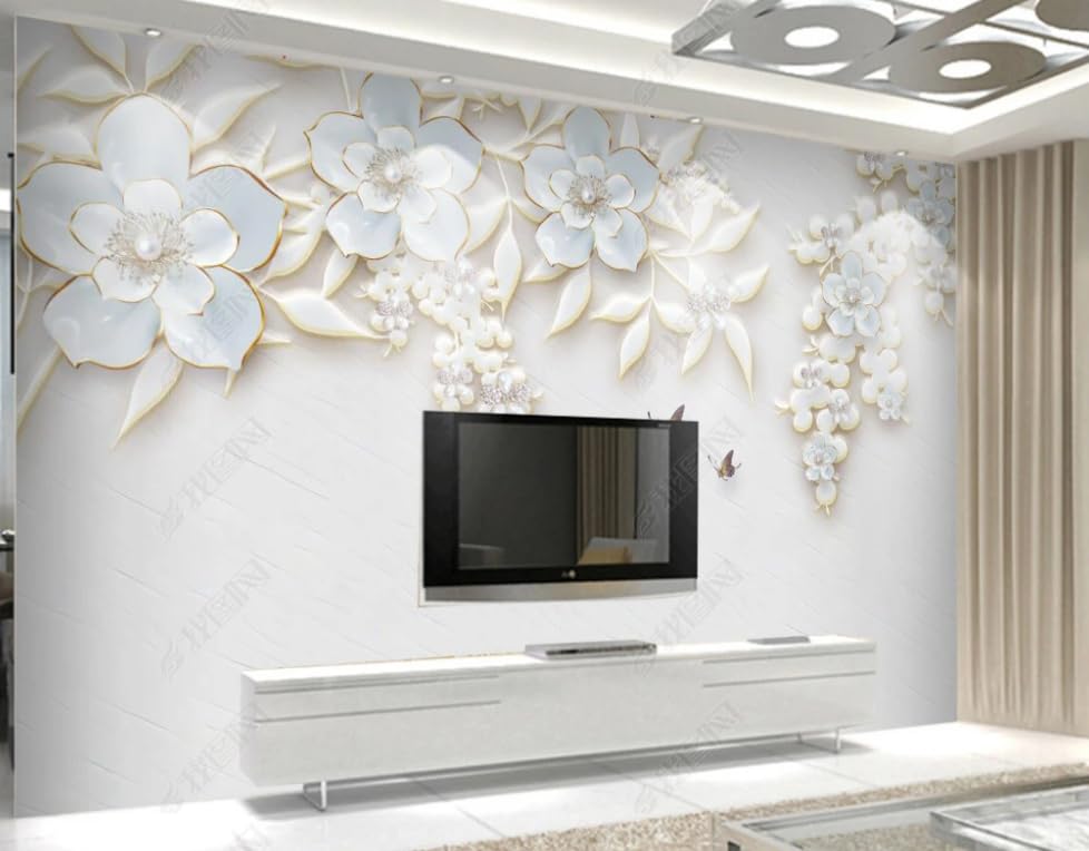 Papier peint intissé bijoux de fleur 200x140 cm pour salon et chambre