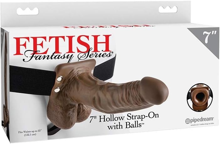 Pipedream Products Pipedream Fetish Fantasy 7 Hollow Strap On with Balls Brown