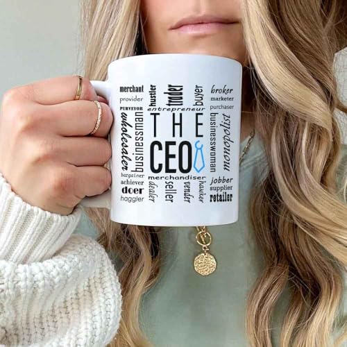 Taza de Café Estilizada THE CEO de Vidrio 11 oz Blanco miniatura 4