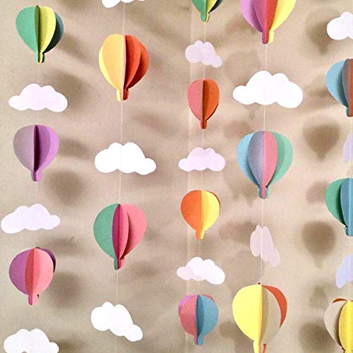 Pop The Party 3D Paper Hanging Parachute And Cloud For Wall ...
