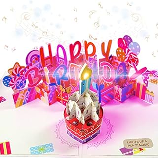 Pop Up Musical Birthday Card, Funny Blowable Candle 3D Happy Birthday Cards Play Happy Birthday Music Greeting Egift Card Birthday for Women, Mom, Wife, Girlfriend, Grandma, Daughter and Sister
