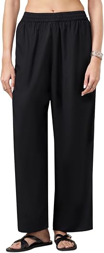 Rangmanch by Pantaloons Women Rayon Straight Fit Pants | Ankle-Length | Ethnic Bottom | Casual Wear