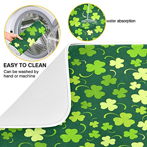 Alfombrilla de secado para platos de San Patricio con diseño de hojas verdes reversible 3