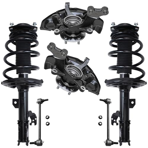 Image of Detroit Axle - Front Steering Knuckles & Wheel Hub Bearings Struts Sway Bars Kit Replacement for 2006-2011 Toyota Avalon - 6pc Set