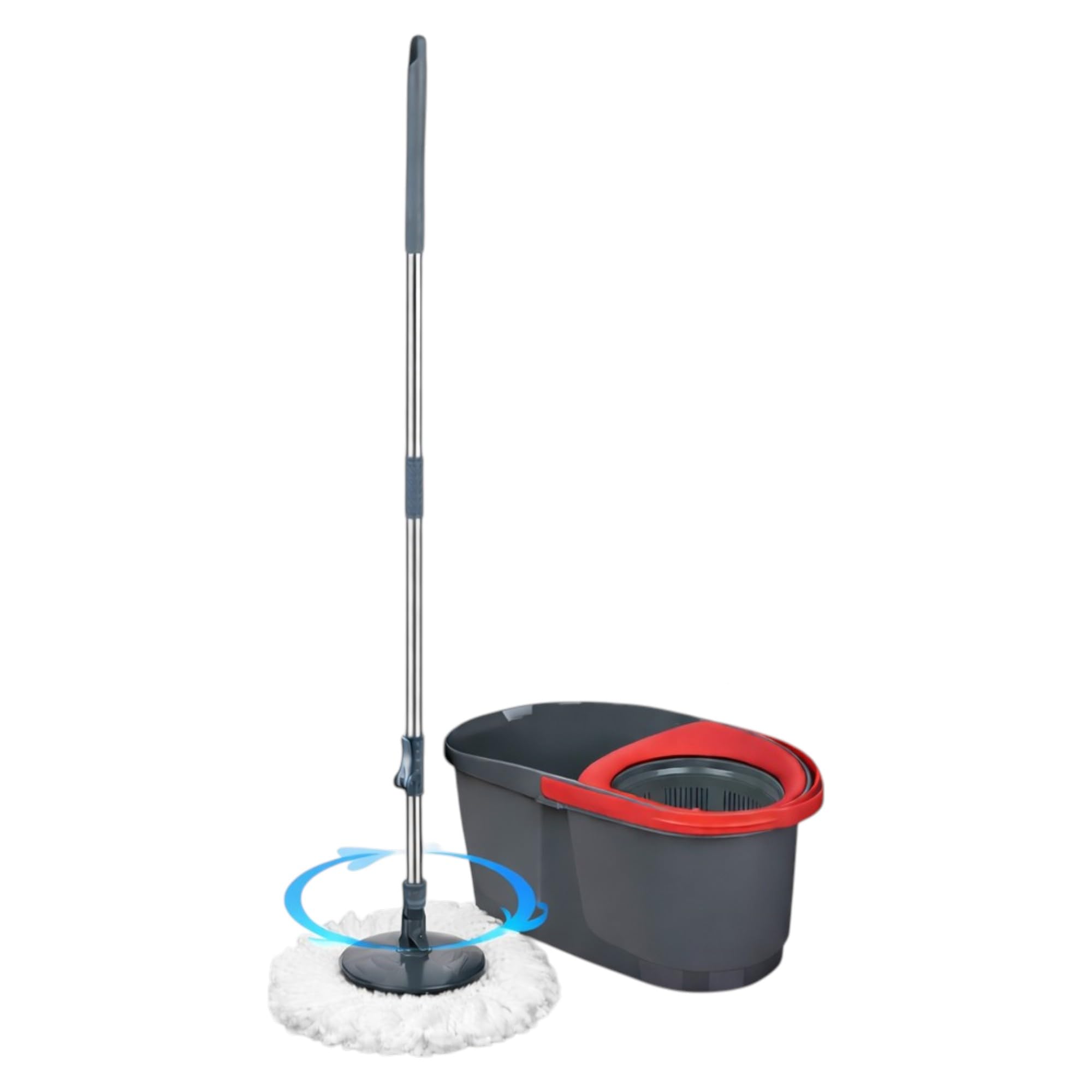 KORAT - Mocio Rotante con Secchio, Sistema Lavapavimenti con Strizzatore, Testa Microfibra 360°, Manico Telescopico 115 cm, Secchio 13L e 18L con Vano Separato (13 Lt - 46 x 25 x 24 cm)