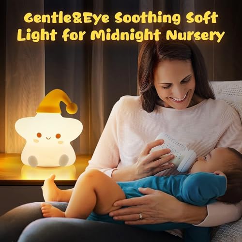 Image of GITGRNTH Rechargeable Silicone Cloud Night Light for Kids | Star Design | Color-Changing LED Lamp | Soft & Safe Room Decor Gift for Toddlers, Teens, Valentine's Day | Portable Bedside Light