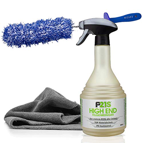 detailmate Dr. Wack Felgenreinigungsset: Dr. Wack P21S HIGH END Felgenreiniger 750ml + Wizard of Gloss Microfiber Wheel Brush Felgenbürste Mikrofasertuch 40x40cm, 380GSM