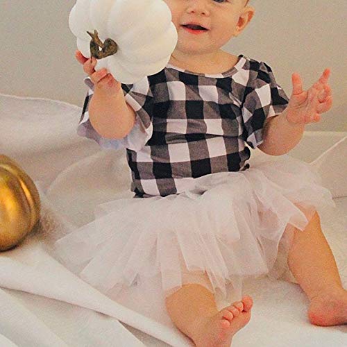 WELROG Baby Girls Cake Smash Outfit - Tutu Bloomers Diaper Cover Headband Pearl Necklace for First Birthday(White)