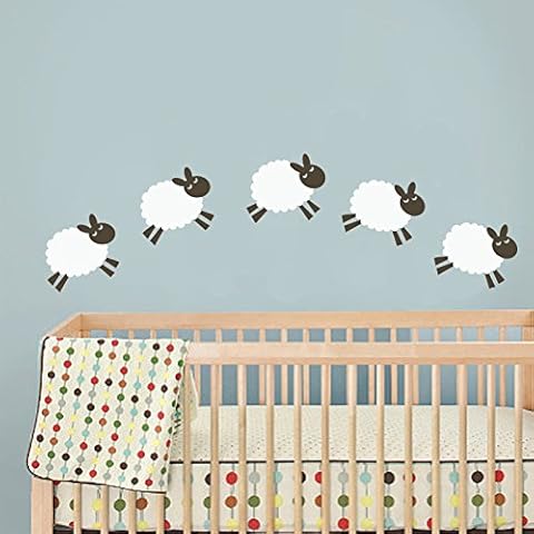 Sheep Wall Decal Baby Room Wall Sticker Nursery Wall Decor Play Room Wall Decal Wall Mural Wall Graphic Home Art Decor 1(head and foot:Dark Brown;body:White) Cover