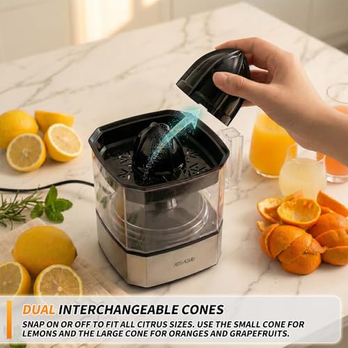 Astralship Pressure-Activated Electric Citrus Juicer with Dual Cones — view 7
