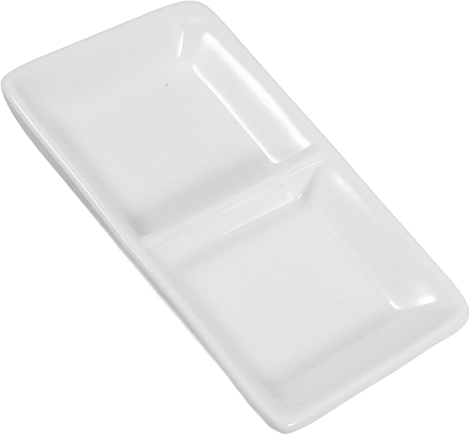 LIFKOME White Ceramic Appetizer Serving Tray with 2 Compartments