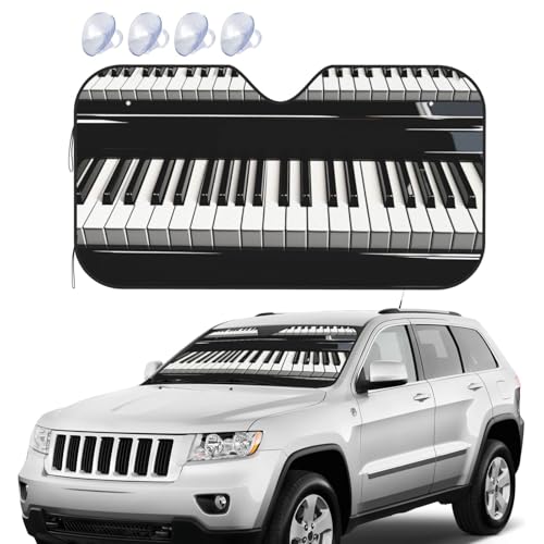 Black and White Piano Keys Car Windshield Sun Shade Foldable