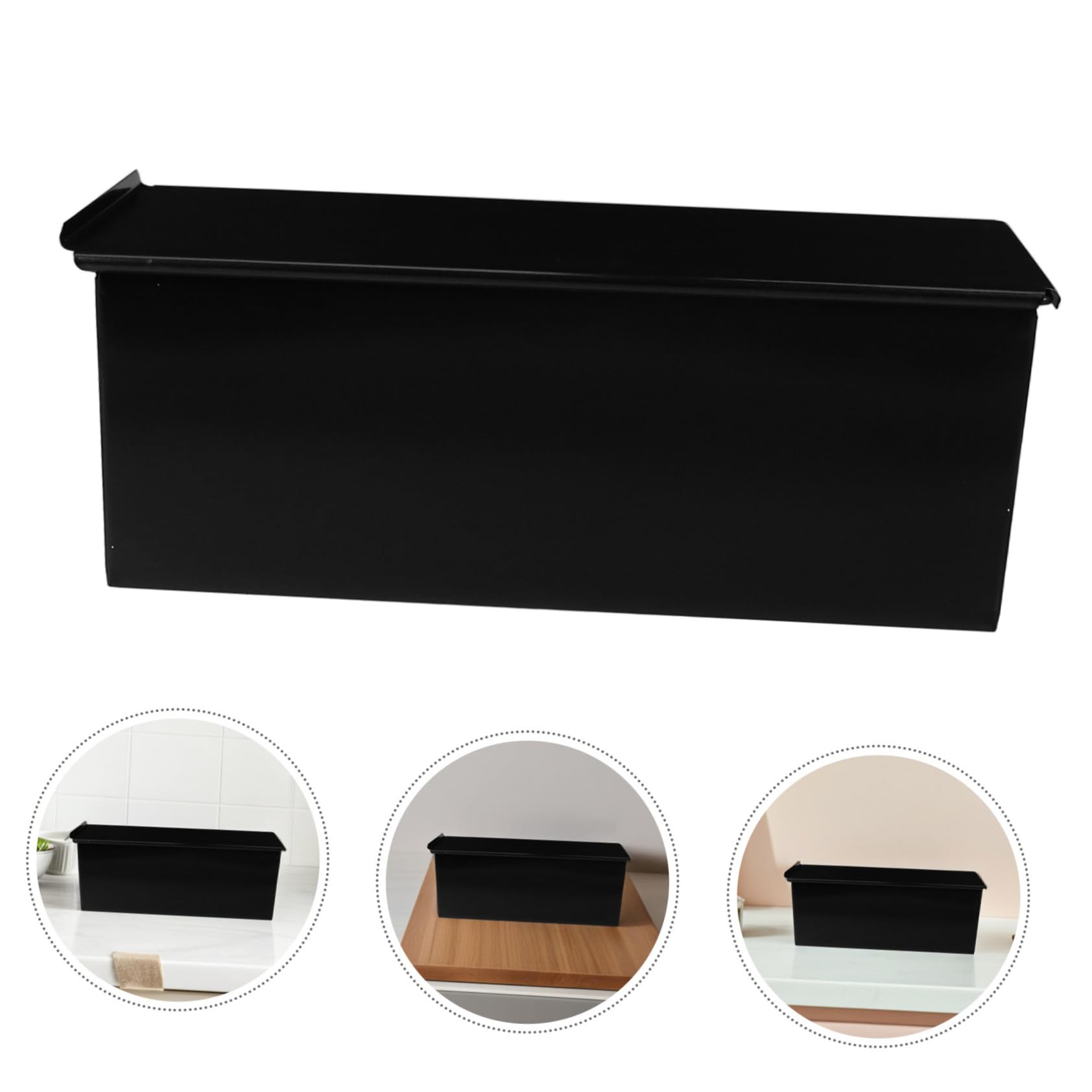 Zerodeko Molde Rectangular para Pan Negro de Metal con Tapa Fácil de Lavar Capacidad 1000g Adecuado para Tostar Pan en Cocina o Casa