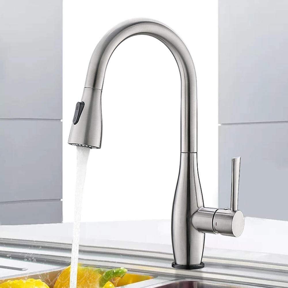 HADECOLL Kitchen Sink Faucet Touchless Kitchen Mixer Taps With Pull Out Spray 360 Degree Rotation Single Holder Pull Out Sensor Kitchen Sink Tap