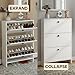 XHDZSM Shoe Cabinet, Solid Wood Narrow Entryway Organizer with Vented Back Panel, Free Standing Storage for Hallway Corner, Slim Space-Saving Hidden Cubby, Modern Farmhouse Rusti All White 31.5x5.9in