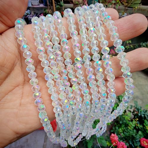 Image of 6mm Rondelle Glass Beads for Jewelry Making, Faceted Briolette Crytal Spacer Beads for Bracelet Necklace Earring, Pink with Green 720pcs
