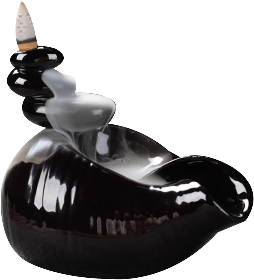 Incense burner ，incense holder ，backflow incense burner ，Decor Accessory Creative Backflow Incense Burner Waterfall Incense Holder and Handmade Censer Incense Cone Holder for Relaxation Yoga Incense H