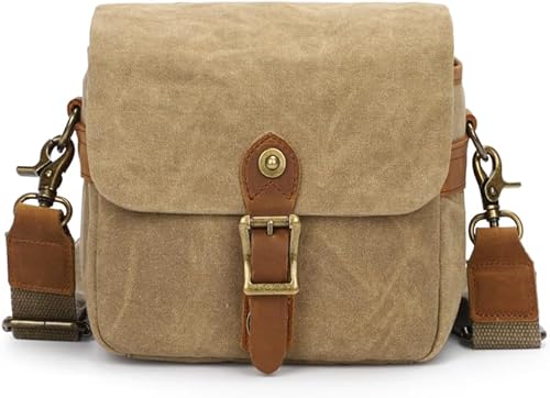 Miniatura 9 de Bolsa de lona vintage para cámara DSLRSLR, funda protectora gruesa para cámara y lente, resistente al agua, bolsa de hombro para fotografía,