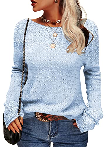 Grlasen Women Fashion Autumn Winter Colorblock Pullover Knitting Sweater Round Neck Knitwear Tops