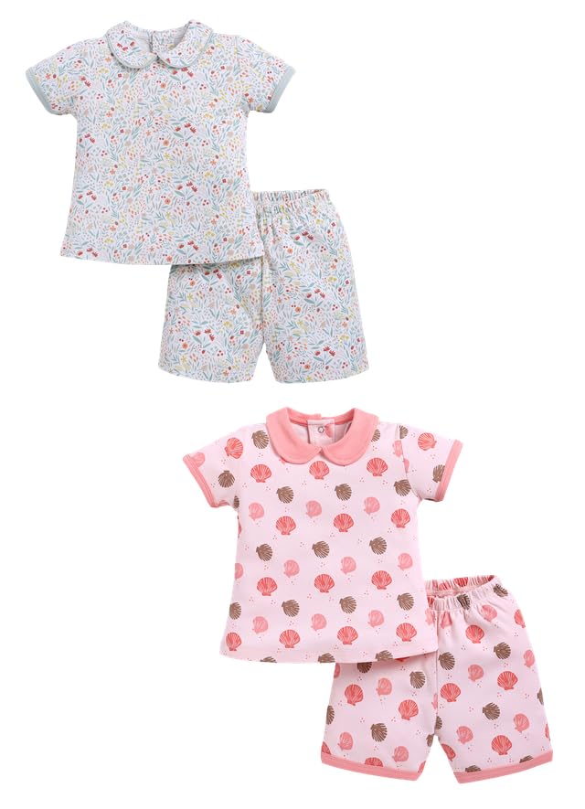 Image of BABY GO Baby Boys & Baby Girls Clothing Set | Summer Co-Ord Set for Baby | Printed 100% Cotton Half Sleeve T-Shirt & Shorts Combo | Soft Cotton Casual Wear Outfit for Infants & Toddlers Pack of 2