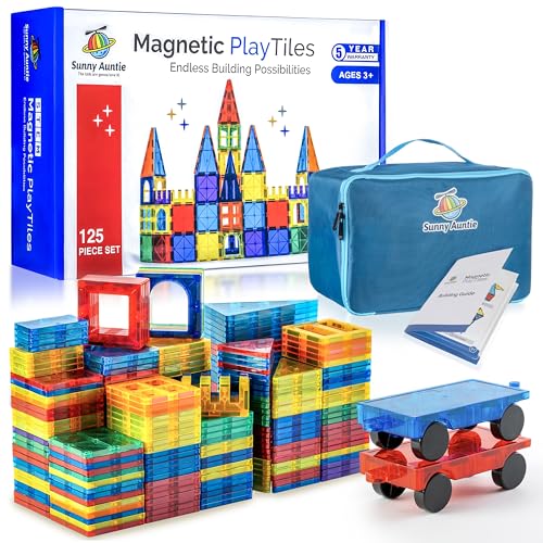 51p4itj1zil - Magnetic Tiles 125 PCS, Magnetic Tiles for Kids, Toy for 3 4 5 6 7 8 Year Old Boys & Girls, Magnetic Tiles Building Set, Educational Construction STEM Toy, Great Gift for Kids Aged 3-8