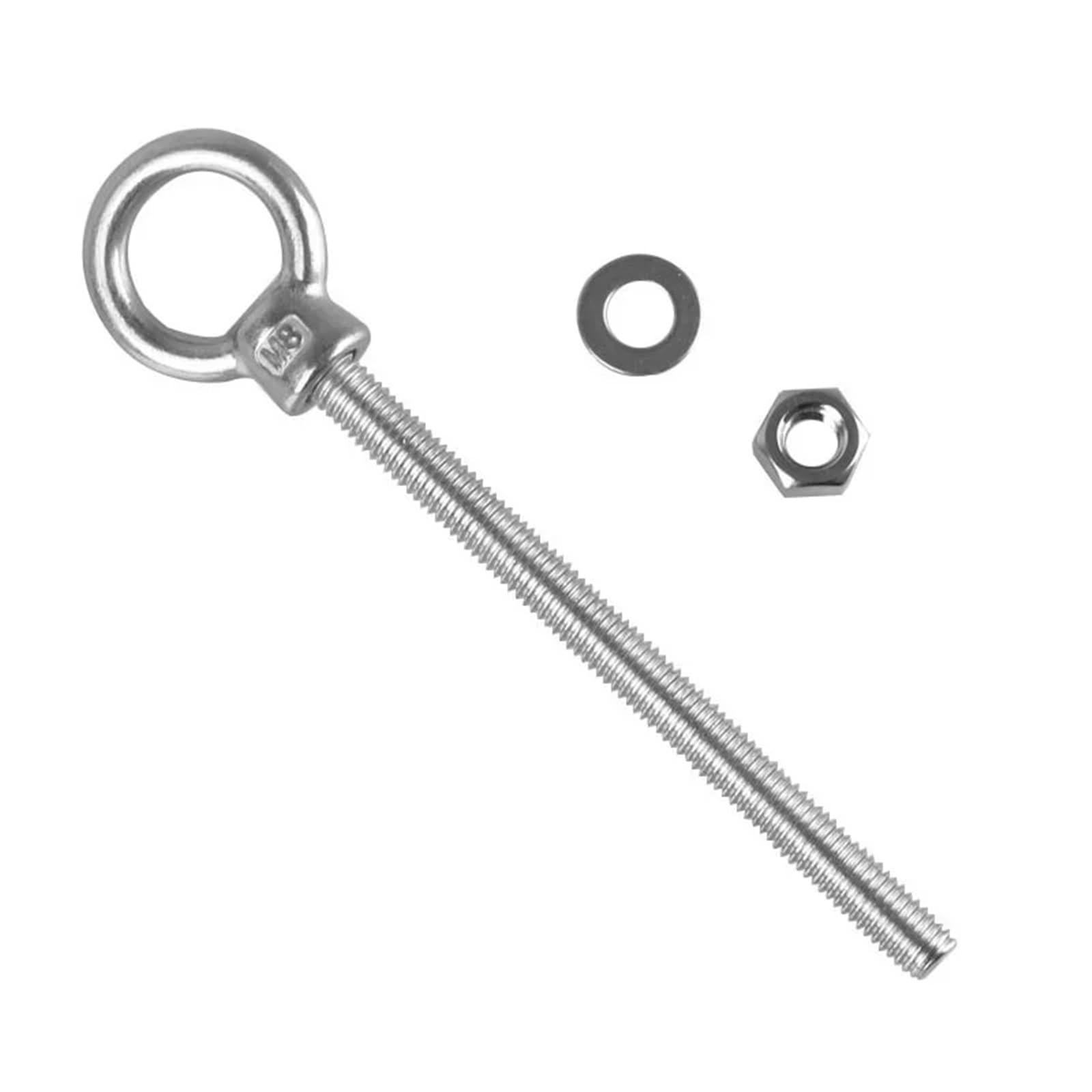 Boulon à œil de levage à épaulement long avec anneau d'écrou, trou de boucle, acier inoxydable 316 M6 M8 M10 M12(5pcs,M10X100)