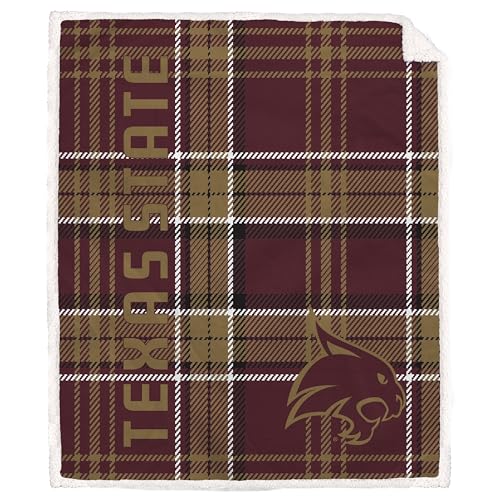 Proformance Home NCAA Texas State Bobcats Playmaker Plaid Ultra Cozy Sherpa Throw