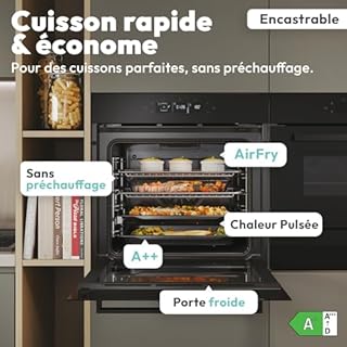 CANDY - Four Encastrable à Chaleur Pulsée - Pyrolyse/Hydrolyse, 6 Niveaux de Cuisson, A++, Cavité XXL (78L), Ouverture & Fermeture Douces, Noir - Interface 100% Tactile - 59,5 x 59,5 x 56,8 cm