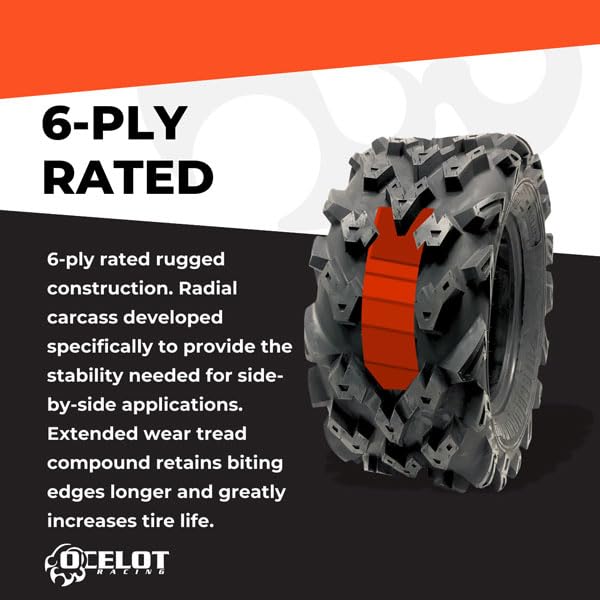 Amazon.com: Ocelot Black Diamond 26x12R-12 XTR ATV/UTV Tire – 6
