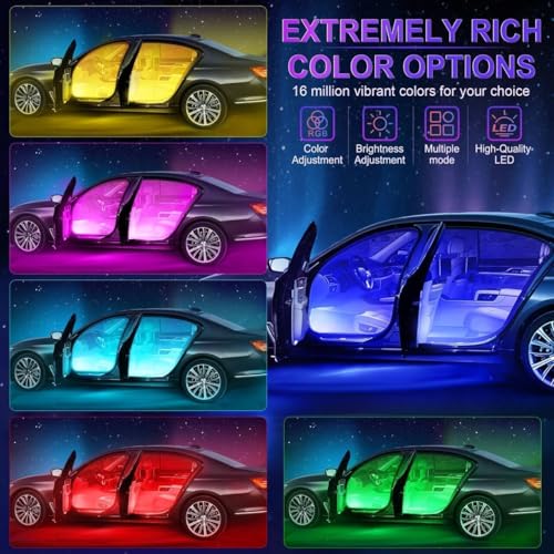 Image of 2 Pack Car LED Lights Interior, Ambient Lighting Car with Smart APP Control, Multicolor Interior LED Lights with Music Mode for Truck Jeep SUV, DC 12V