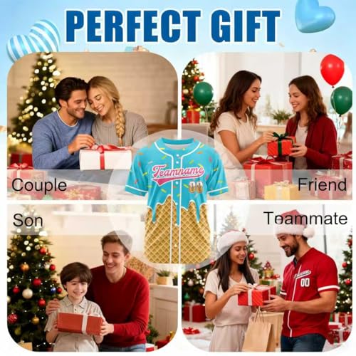 Custom Ice Cream Baseball Jersey para Hombre, Mujer y Juventud, Camiseta Personalizada con Nombre, Número y Logo miniatura 6