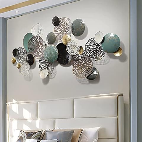 XLSRTDCY Large Metal Wall Decoration, Retro Old Craft, Wall Decoration Made of Metal, Abstract Openwork Lotus Leaf Wall Sculptures Hanging for Study/Living Room/Bedroom/Hotel, 133.4 x 67.3 cm Cover