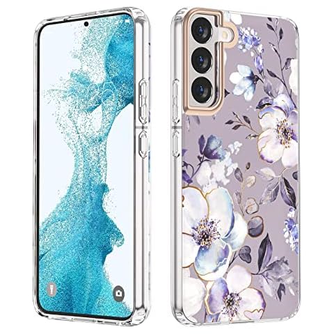 MILPROX Compatible with Samsung Galaxy S22 Flower Case, Cute Case Design for Girls Women,Shockproof Floral Pattern Hard Back for Samsung Galaxy S22 5G Phone 2022 6.1 Inches-Blossom Cover
