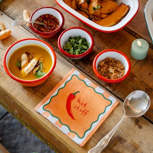 Talking Tables Enamelware Small Dipping Bowl 8cm Chilli Sauce Bowl for Christmas Prep Condiments BBQ Sharing Dips or Party Snack Yogurt Metal Enamel Appetizer Xmas Tableware Camping Backpacking