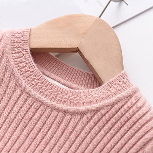 Toddler Baby Girls Sweater Dress Long Sleeve Crewneck Knit A-Line Dresses Fall Winter Warm Solid Pullover2