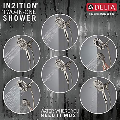 Delta Arvo 14 Series Brushed Nickel Shower Faucet Set with In2ition 2-in-1 Dual Shower Head with HandHeld Spray Combo, Valve Trim Kit, SpotShield Stainless 142840-SP-I (Valve Included) by DELTA - Used condition - Image 5