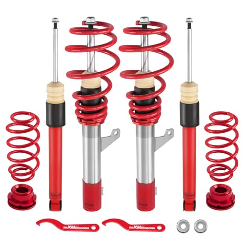maXpeedingrods Coilovers for VW Golf MK5 2003-2008, for Golf MK6 2008-2012, for VW Jetta MK5 2006-2011, for Audi A3 2006-2014, Height Adjustable Coilovers Suspension Lowering Kit Red